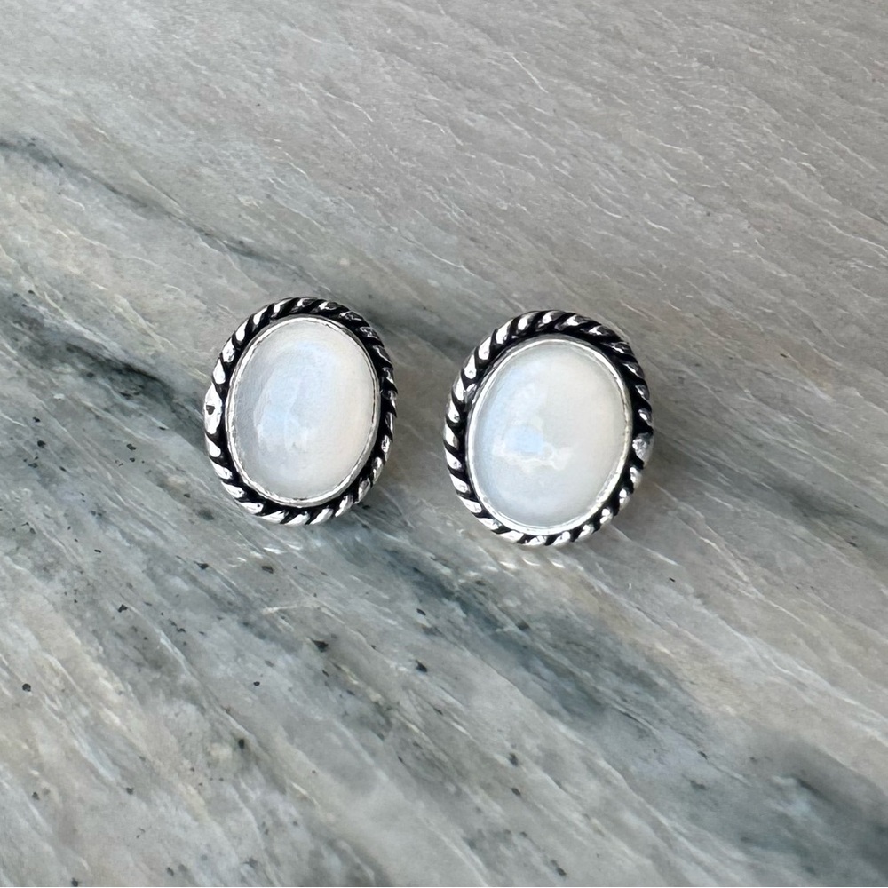 NWOT Sundance Moon Shadow Earrings, Selenite, Sterling Silver